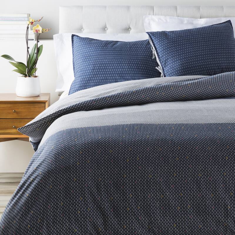 Brenda Dot Blue Reversible Cotton/Flax Sham