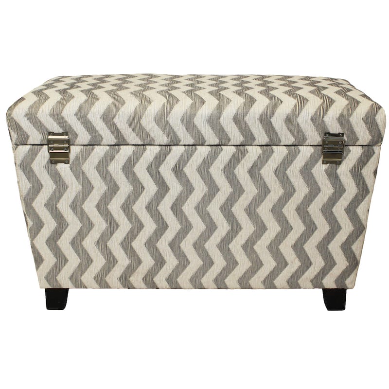 Zoe Chevron Fabric Storage Ottoman (Set of 2)