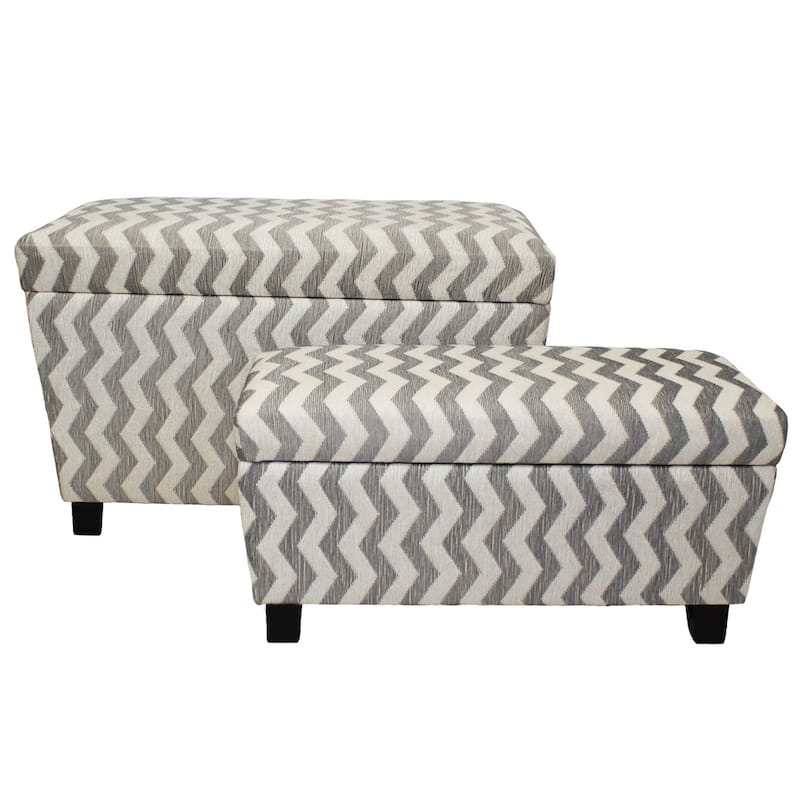 Zoe Chevron Fabric Storage Ottoman (Set of 2)