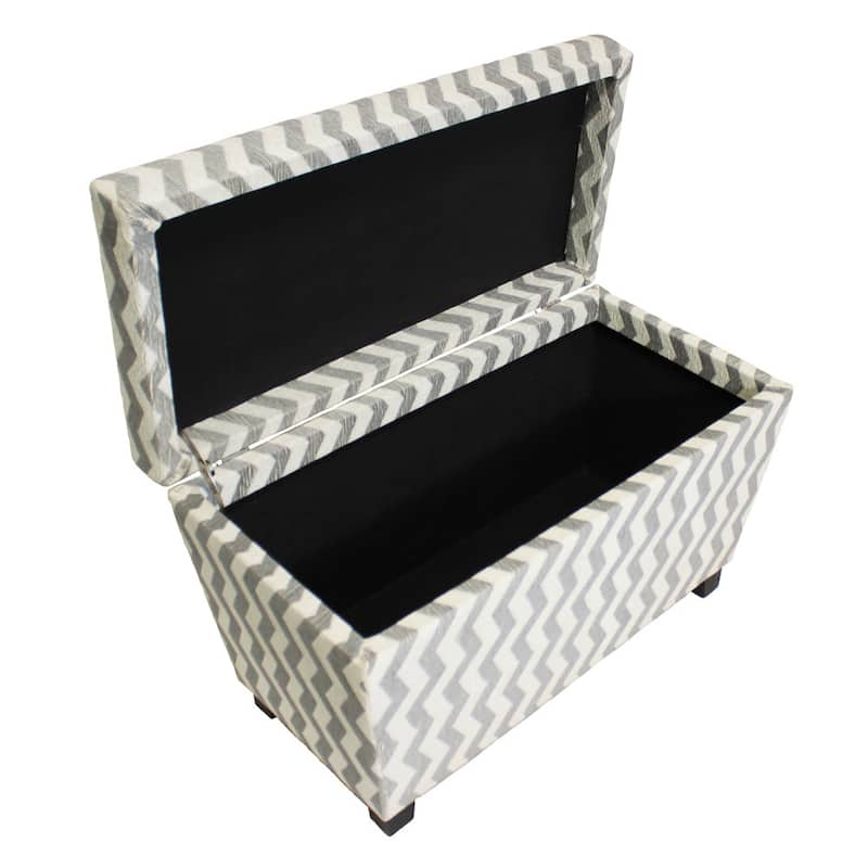 Zoe Chevron Fabric Storage Ottoman (Set of 2)