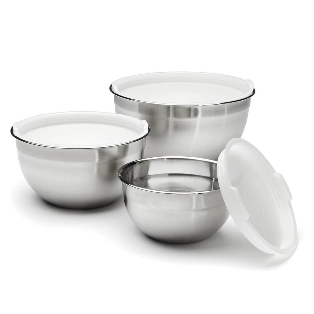 Durable 3 Piece Stainless Steel Mixing Bowl Set With Lids
