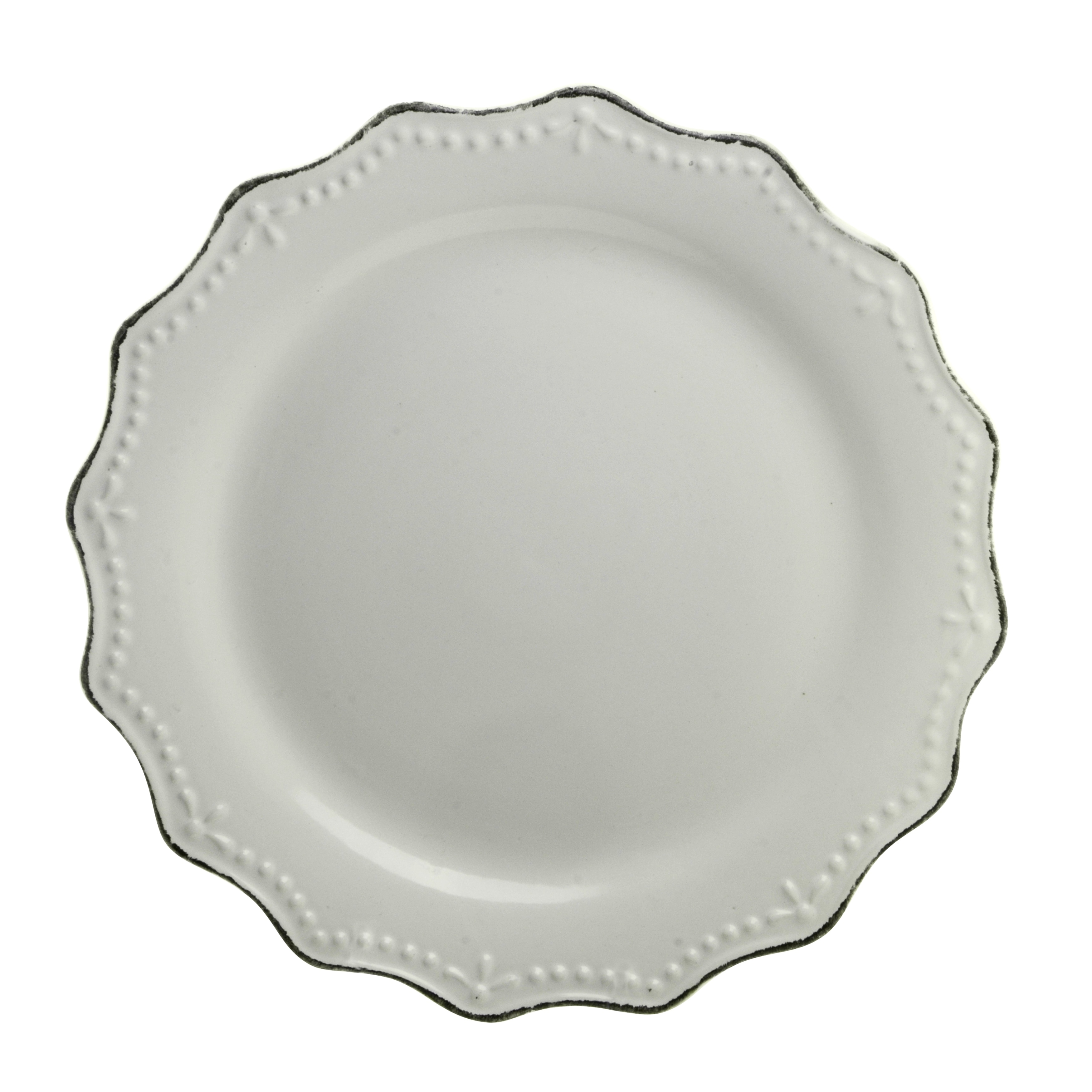 10 Strawberry Street Oxford Cream Dinner Plate 11" Set of 6