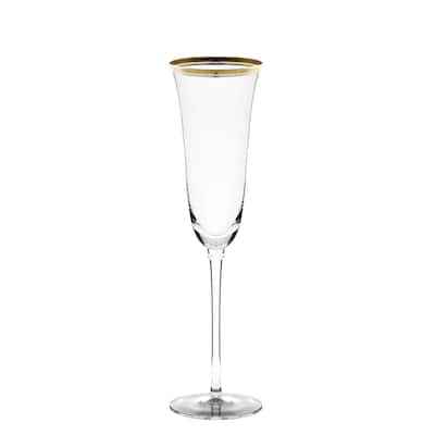 10 Strawberry Street Windsor Flute with Gold Band Set of 4