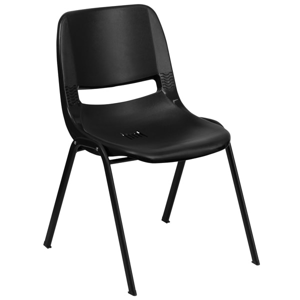 440 lb. Rated Kid's Black Contour Shell Stack Chair-Black Frame-14" Seat Height