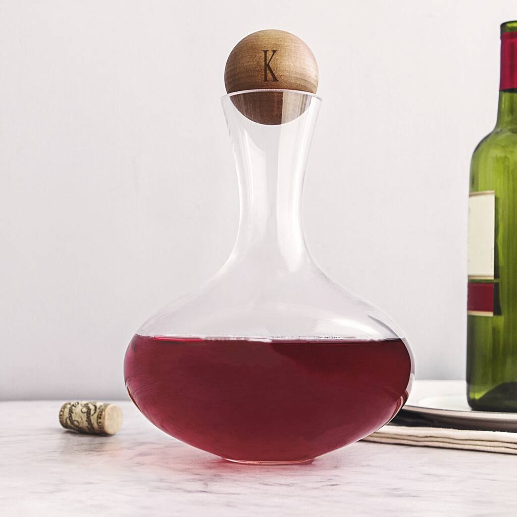 Personalized 67.62 ounce Large Wine Decanter with Wood Stopper - 67.62 oz