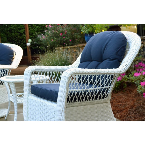 Biloxi Outdoor WhiteOutdoor Wicker Swivel Glider Patio Set 3