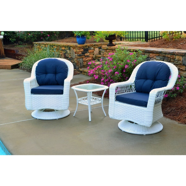 white and blue patio set