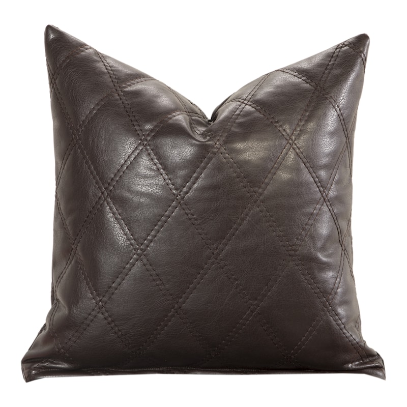 Lilo Diamond-stiched Faux Leather Toss Pillow