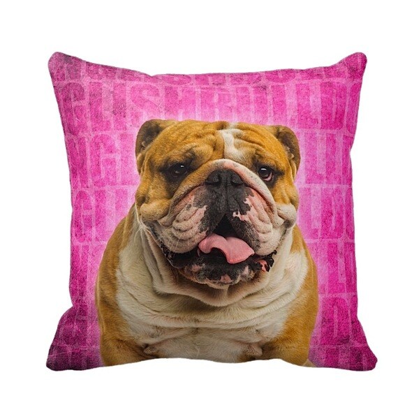 English Bulldog Grunge 16-inch Throw Pillow