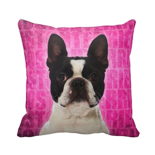Boston Terrier Grunge 16-inch Throw Pillow