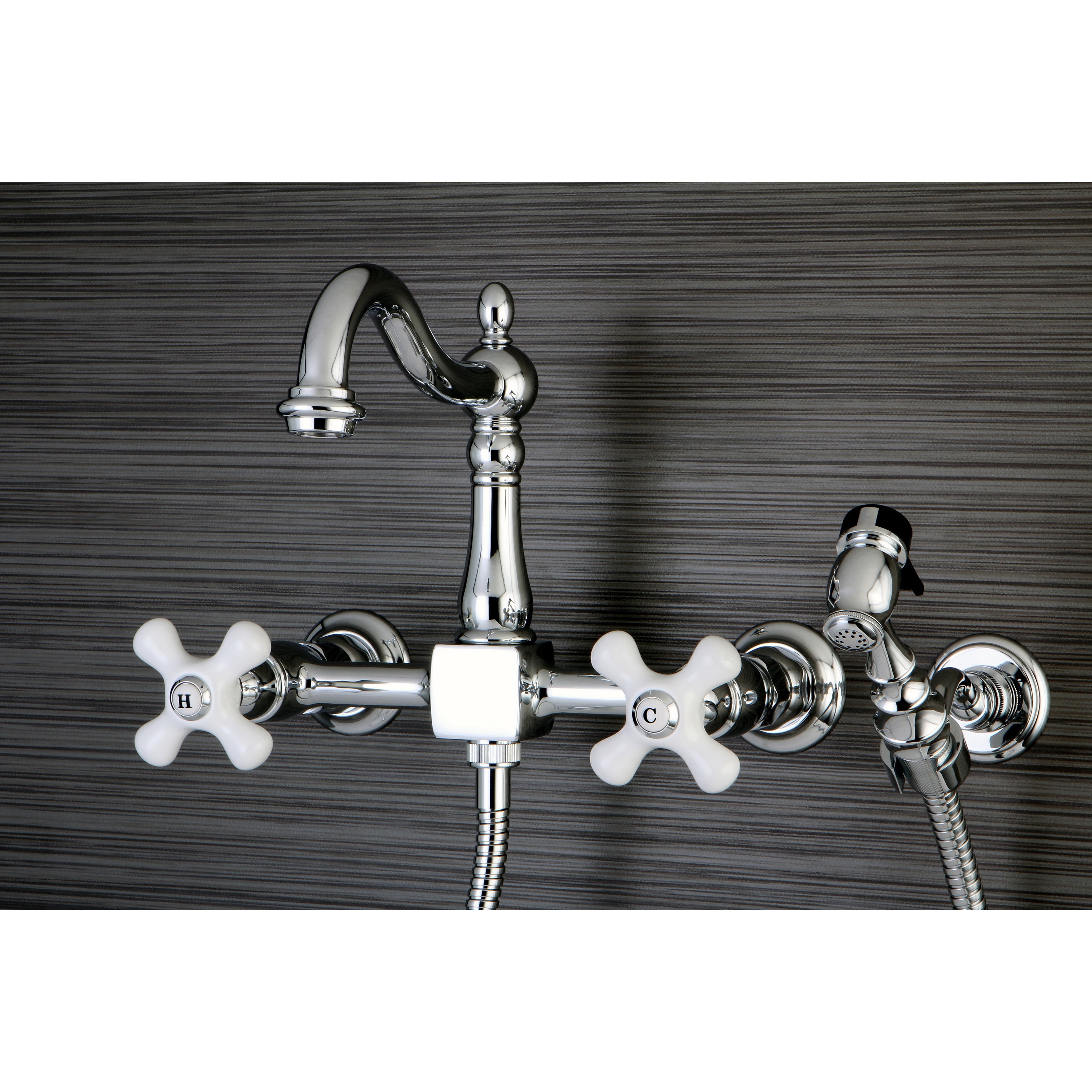 Shop Victorian Wallmount Chrome Kitchen Faucet With Side Sprayer