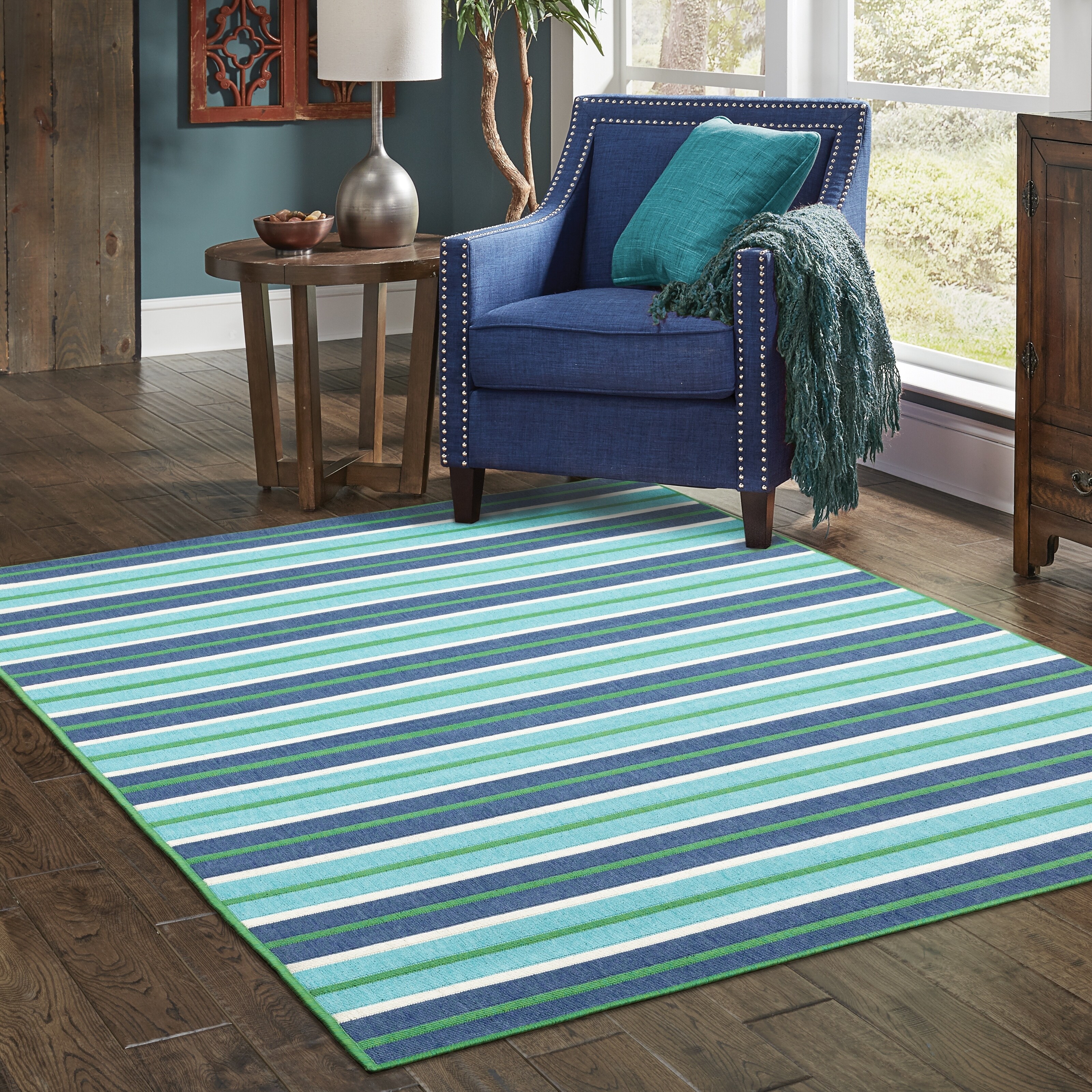 Stylehaven Striped Blue Green Indoor Outdoor Area Rug 7 Stylehaven Striped Blue Green