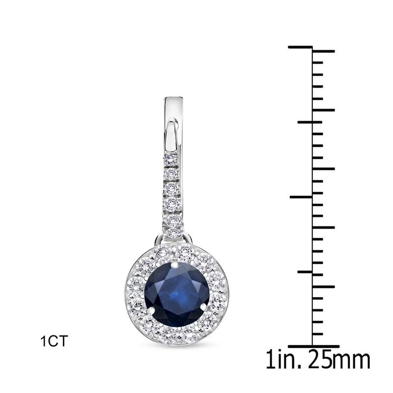 Auriya 1/2ct Blue Sapphire Halo Diamond Dangle Earrings 1/2cttw 14k Gold
