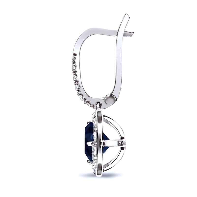 Auriya 1/5ct Blue Sapphire and 1/3ctw Halo Diamond Dangle Earrings 14k Gold