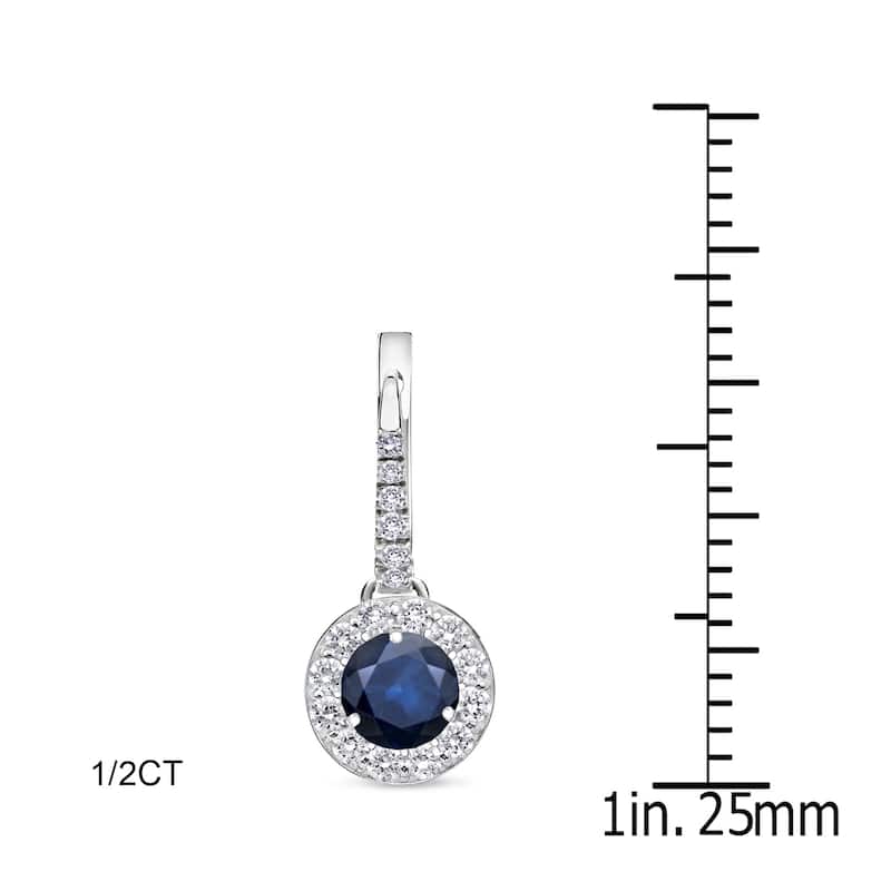 Auriya 1/5ct Blue Sapphire and 1/3ctw Halo Diamond Dangle Earrings 14k Gold