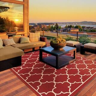 Outdoor Rugs Area For Less Stylehaven Lattice Red Ivory Indoor Outdoor Area Rug 6 7 X 9