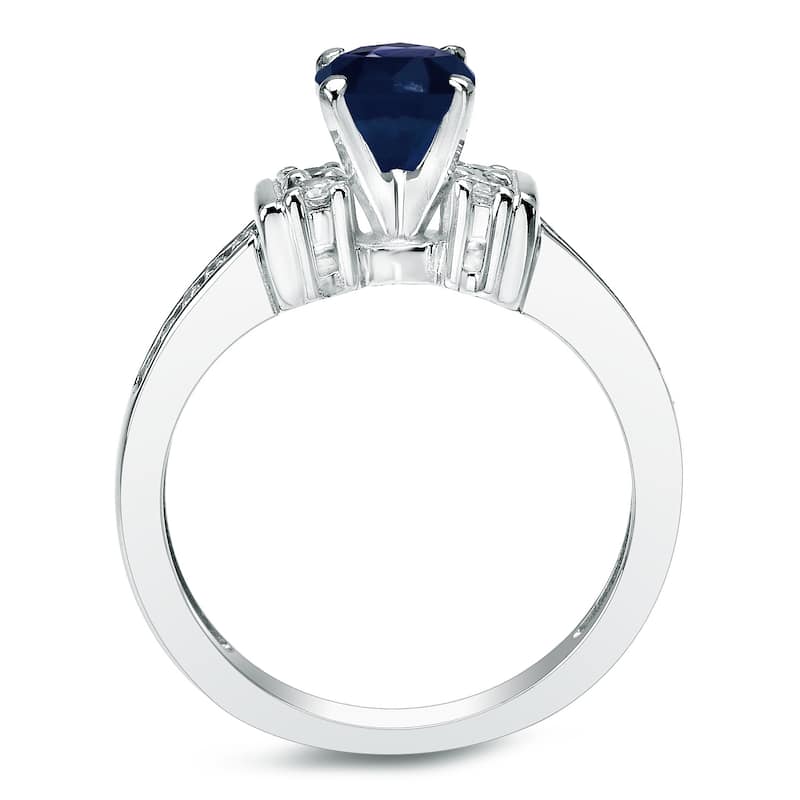 Auriya 14k Gold 3/5ct Blue Sapphire and 2/5ctw Diamond Engagement Ring Set