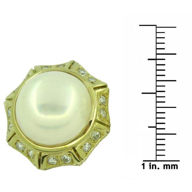 Kabella Luxe 14k Yellow Gold Mabe Pearl and 3/4 TDW Diamond Earrings (G-H, I1) (14-15 mm)
