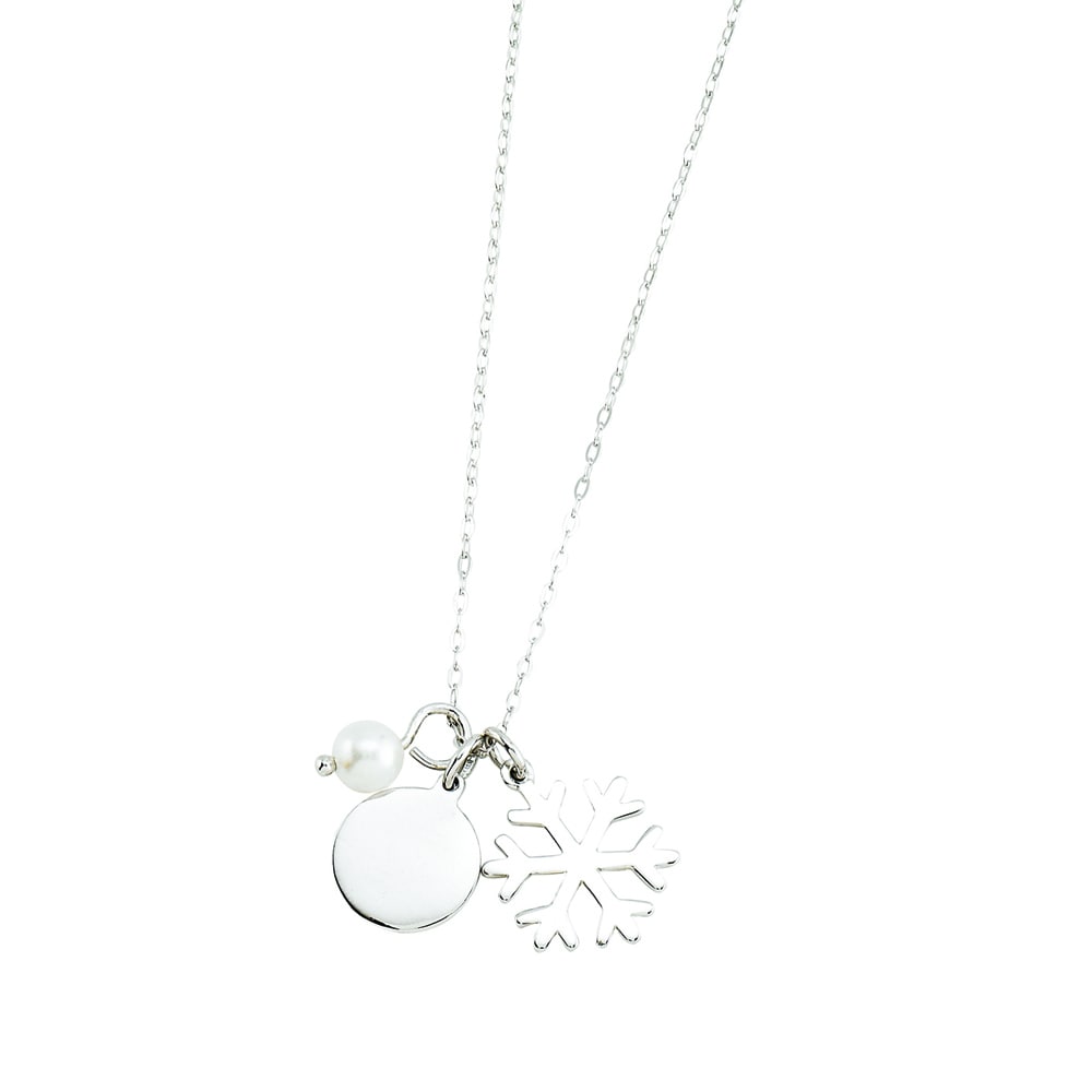 FB Jewels Solid 925 Sterling Silver Snowflake Pendant