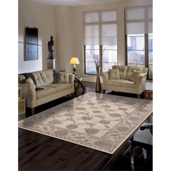 Dining Room Classic Nourison New Horizon HRZ01 Area Rug Off-White 3'9 x 5'9 Border 4' x 6' Indoor Living Room Bedroom Dining Room Classic Nourison New Horizon HRZ01 Area Rug Off-White 3'9 x 5'9 Border 4' x 6' Indoor Living Room Bedroom