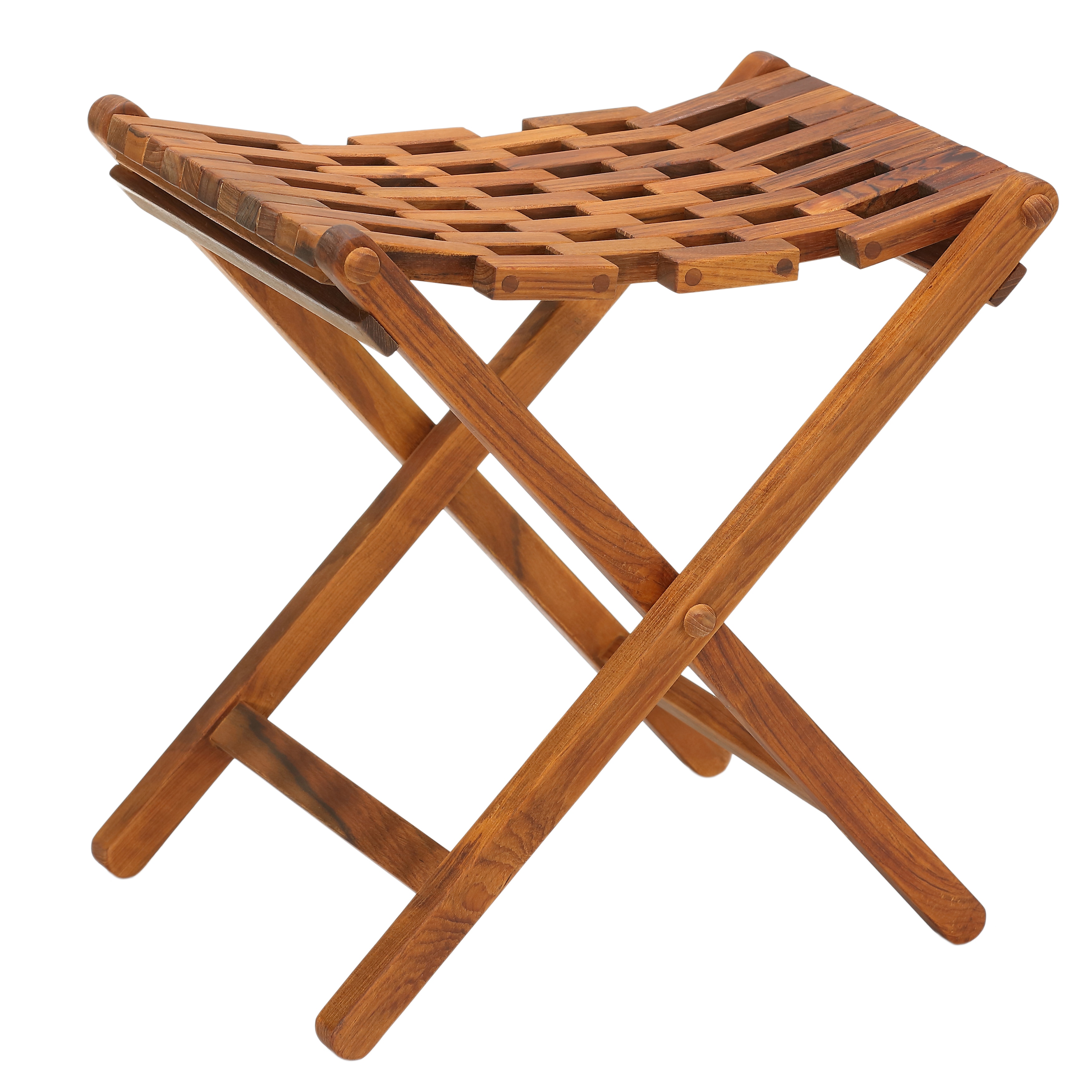 Bare Decor Mosaic Folding Stool in Solid Teak Wood - On Sale