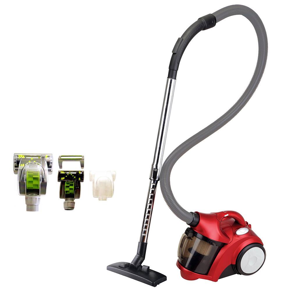 Ovente ST2500R1 Red Bagless Cyclonic Vacuum With Sofa Brush