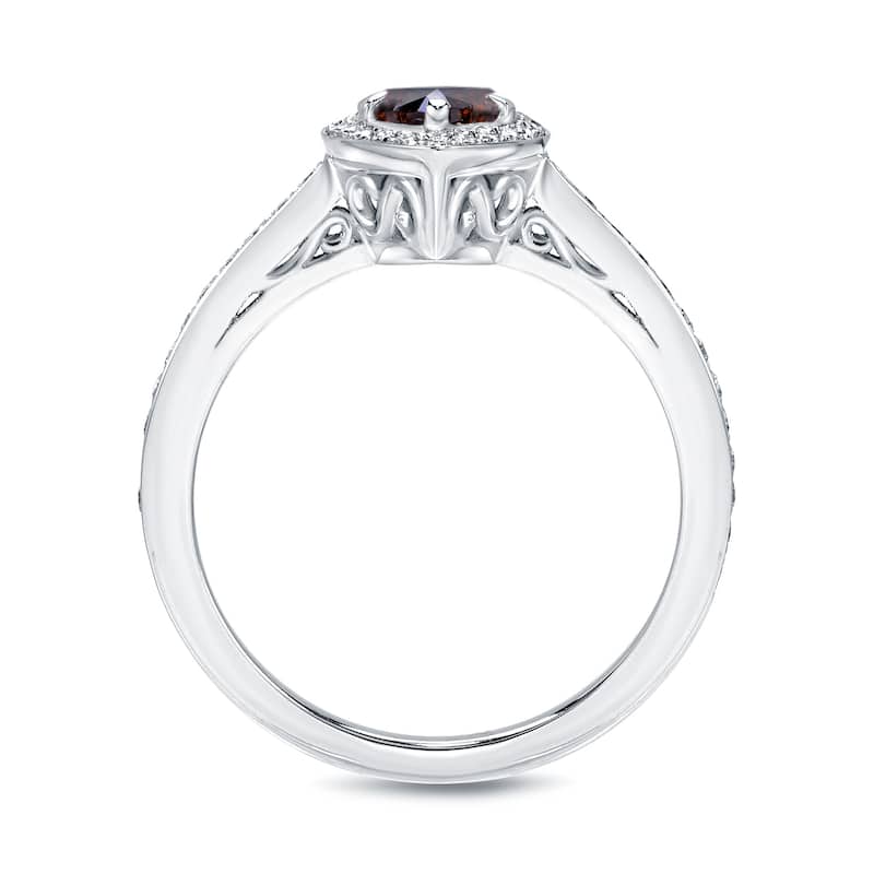 Auriya Brown Marquise Halo Diamond Engagement Ring 1 1/3ct TDW 18k White Gold