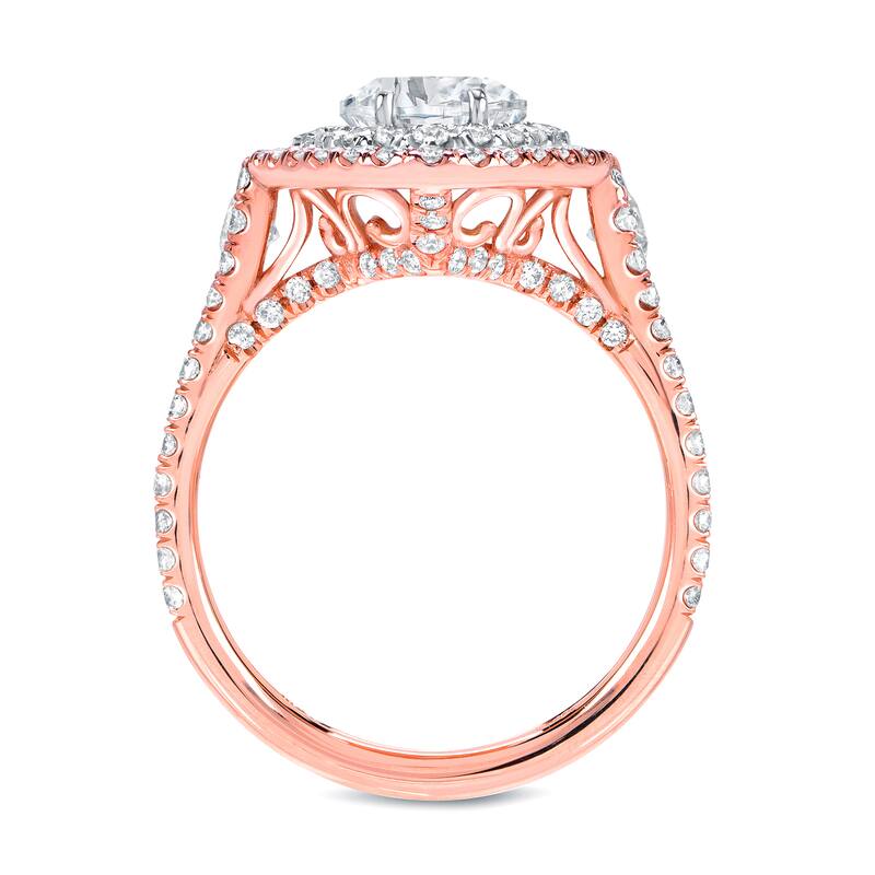 Auriya 18k Two-Tone Gold 3 1/8ctw Marquise Halo Diamond Engagement Ring