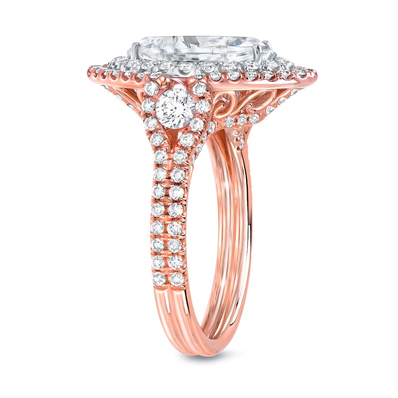 Auriya 18k Two-Tone Gold 3 1/8ctw Marquise Halo Diamond Engagement Ring