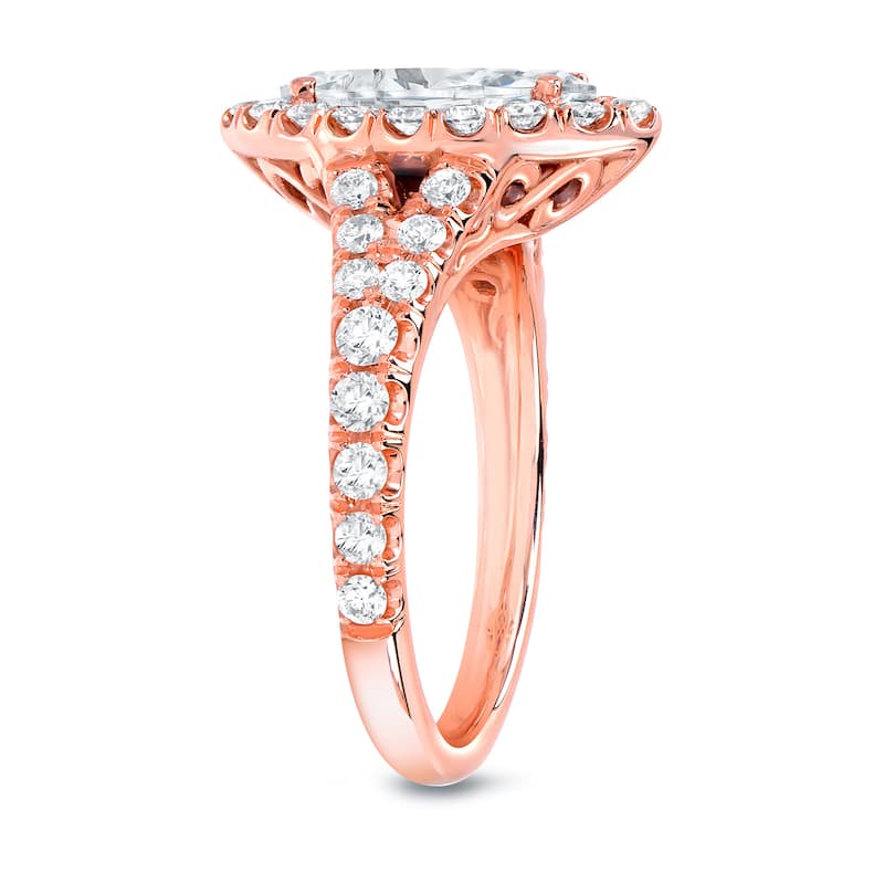 Auriya 18k Rose Gold 1 7/8ctw Halo Marquise Diamond Engagement Ring (H-I, SI1-SI2)