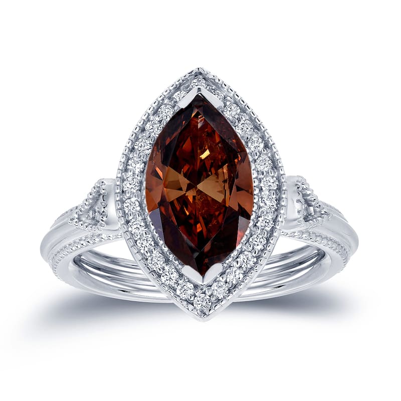 Auriya 18k Gold 2ctw Halo Marquise Brown Diamond Engagement Ring (H-I, SI1-SI2)