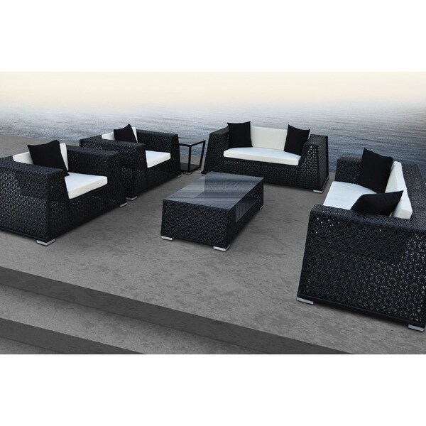 Shop SOLIS Nantucket Outdoor Deep Seated Black 6piece Wicker Rattan