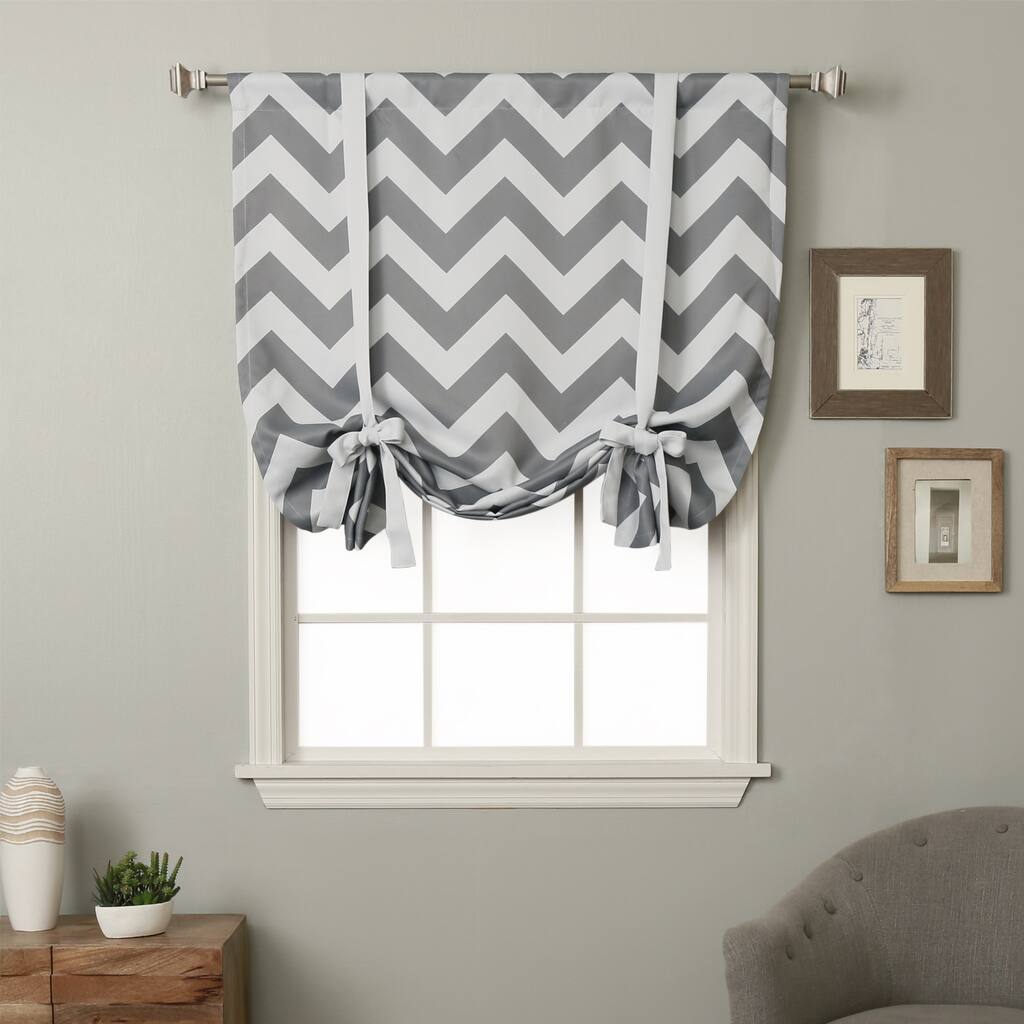 Aurora Home 63-inch Chevron Print Room Darkening Tie-up Window Shade