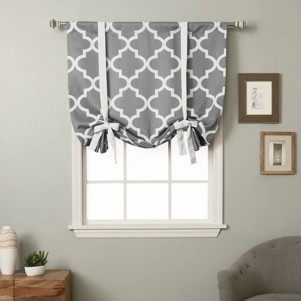 Aurora Home 63-inch Moroccan Print Room Darkening Tie-Up Window Shade