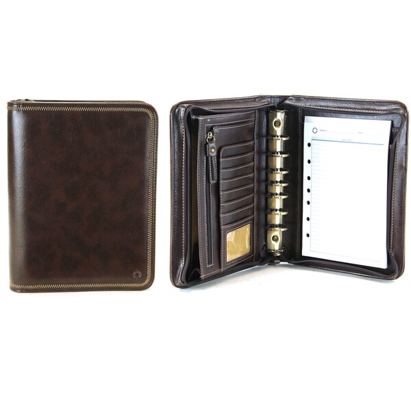 Brown Franklin Covey Vinyl Classic Size Zip Around 7-Ring Binder ...