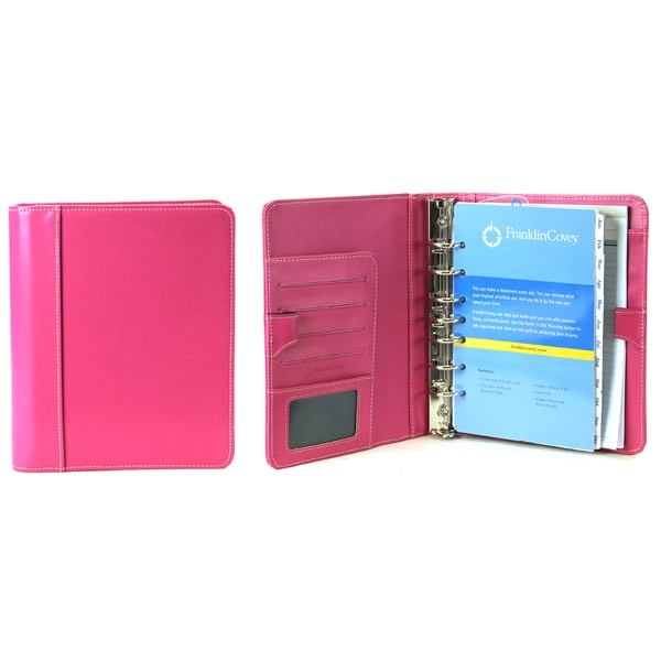 Raspberry Franklin Covey Leather Classic Open Style 7-Ring Binder ...