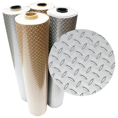 Rubber-Cal Diamond-Plate Metallic PVC Flooring - 2.5 mm x 4 ft.