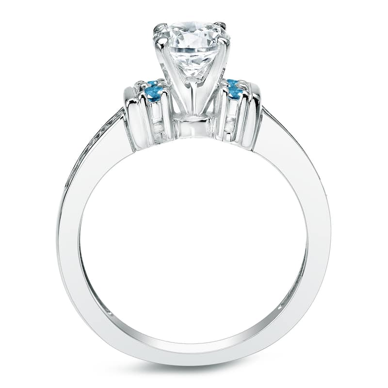 Auriya 14k Gold 1ctw Round Blue Diamond Engagement Ring Set (H-I, I1-I2)
