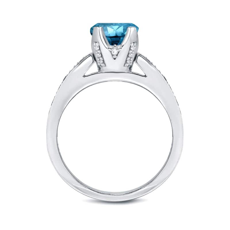 Auriya 14k Gold 1 1/3ctw Round Blue Diamond Engagement Ring