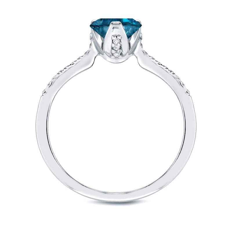 Auriya Round Solitaire Blue Diamond Engagement Ring 4/5ct TDW 14k Gold