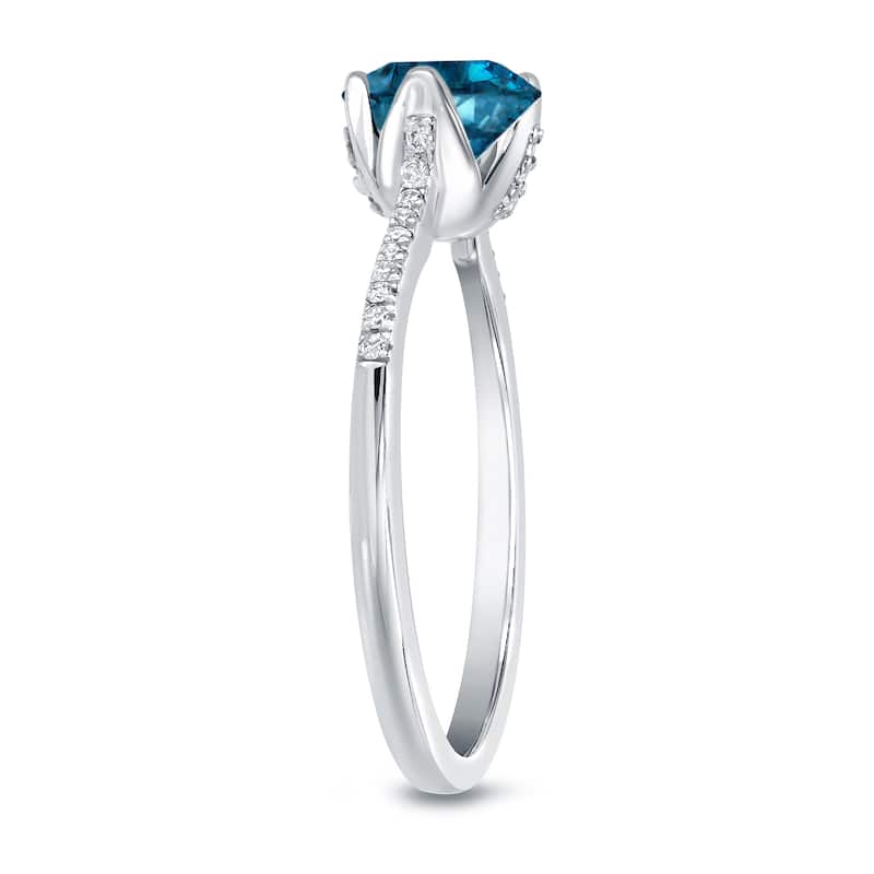 Auriya Round Solitaire Blue Diamond Engagement Ring 4/5ct TDW 14k Gold