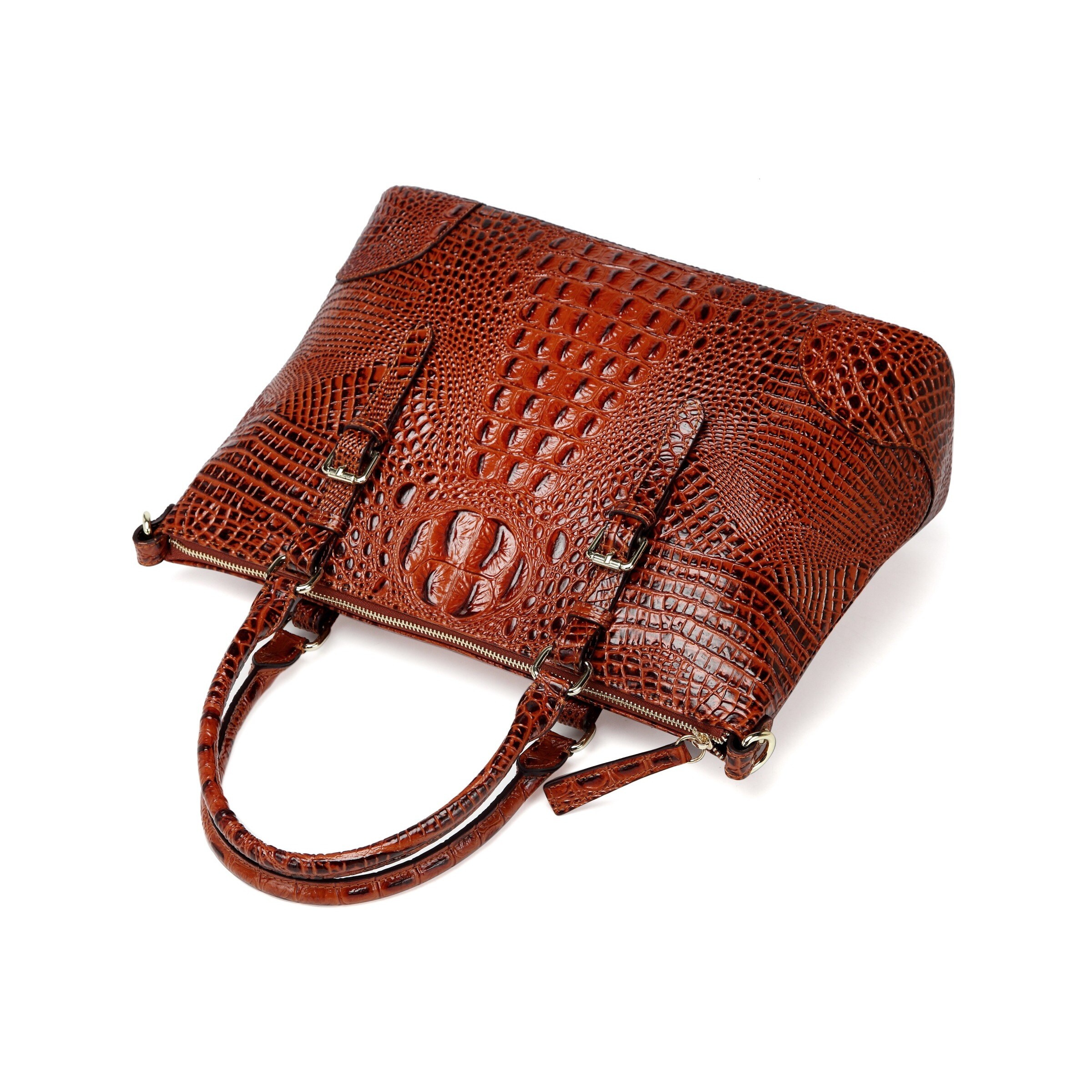 Vicenzo Leather Carole Croc Embossed Tote Handbag