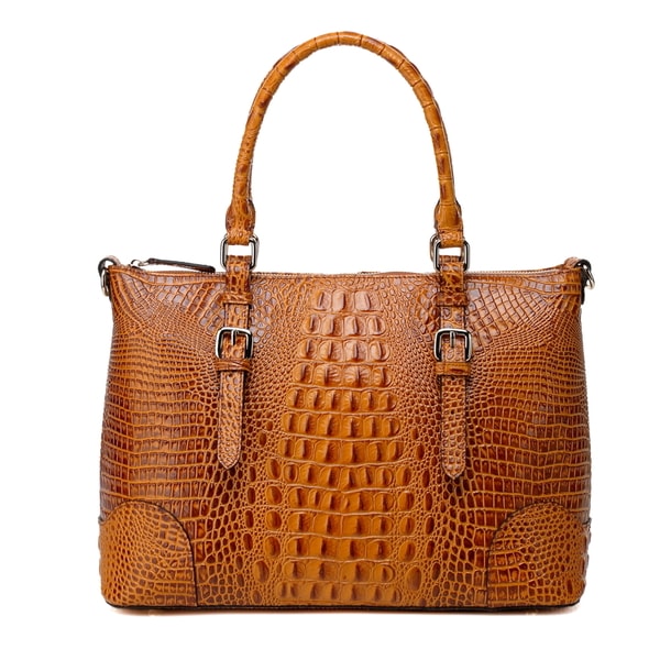 Shop Vicenzo Leather Carole Croc Embossed Leather Tote Handbag - Free Shipping Today - Overstock ...