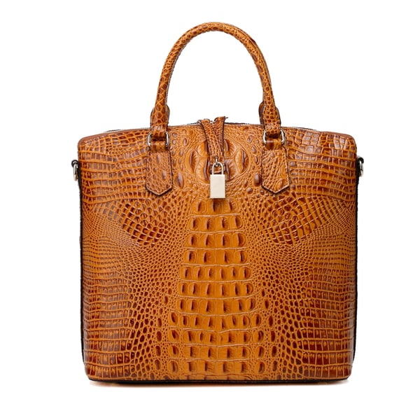 Vicenzo Leather Dione Croc Embossed Tote Handbag On Vicenzo Leather Dione Croc Embossed Tote Handbag