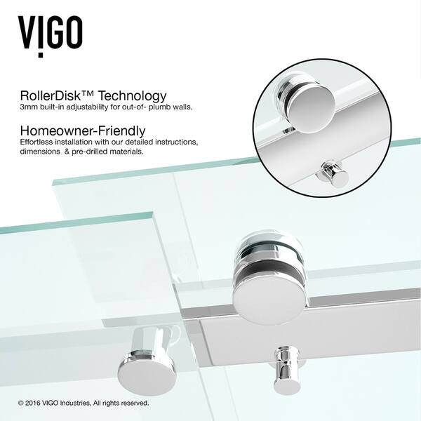 Shop Vigo Luca Clear Adjustable Frameless Sliding Shower