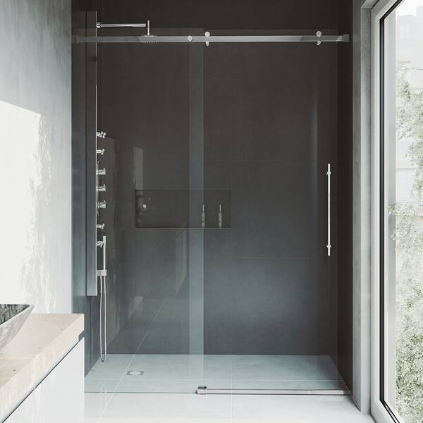 Shop Vigo Luca Clear Adjustable Frameless Sliding Shower Door On