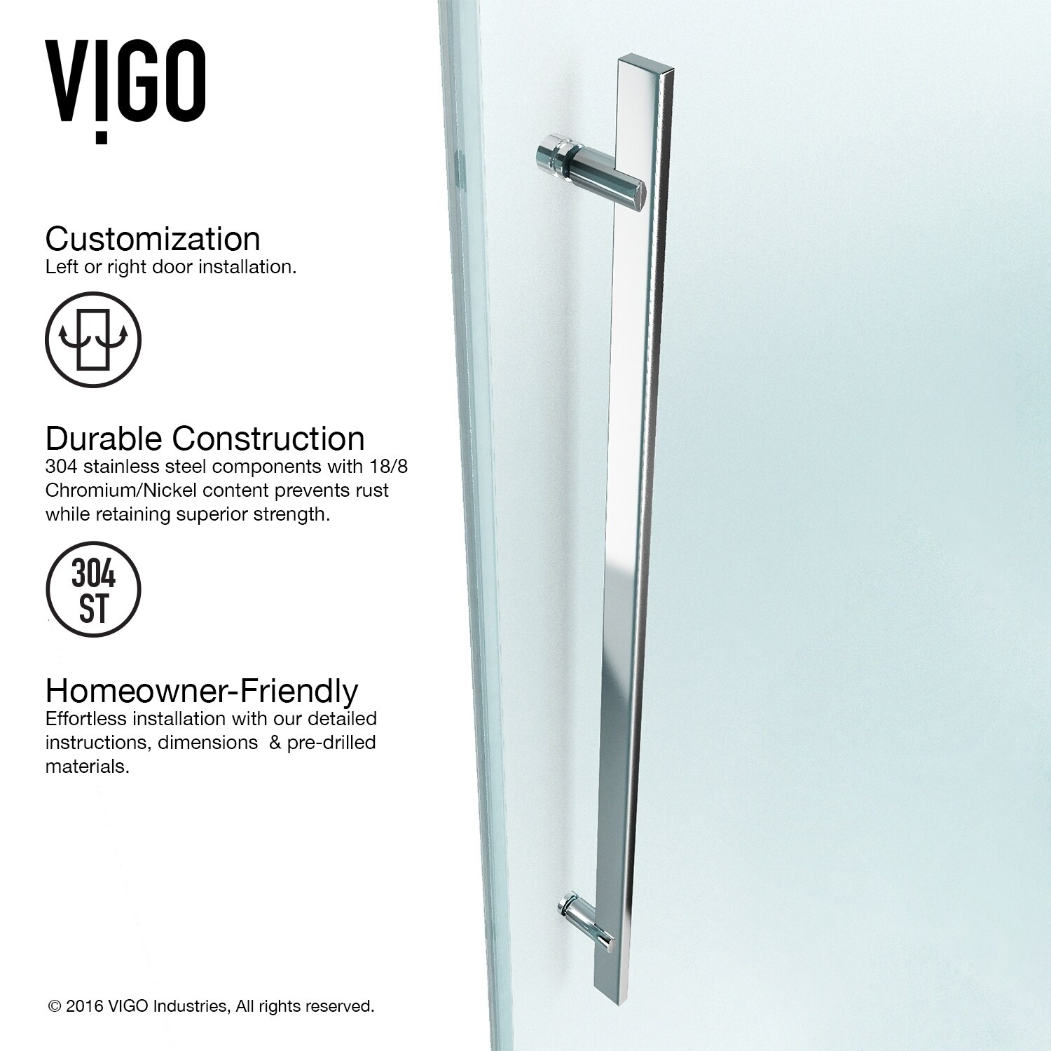 Shop Vigo Luca Clear Adjustable Frameless Sliding Shower Door On