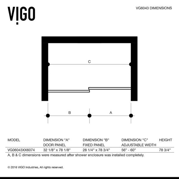 Shop Vigo Luca Clear Adjustable Frameless Sliding Shower Door