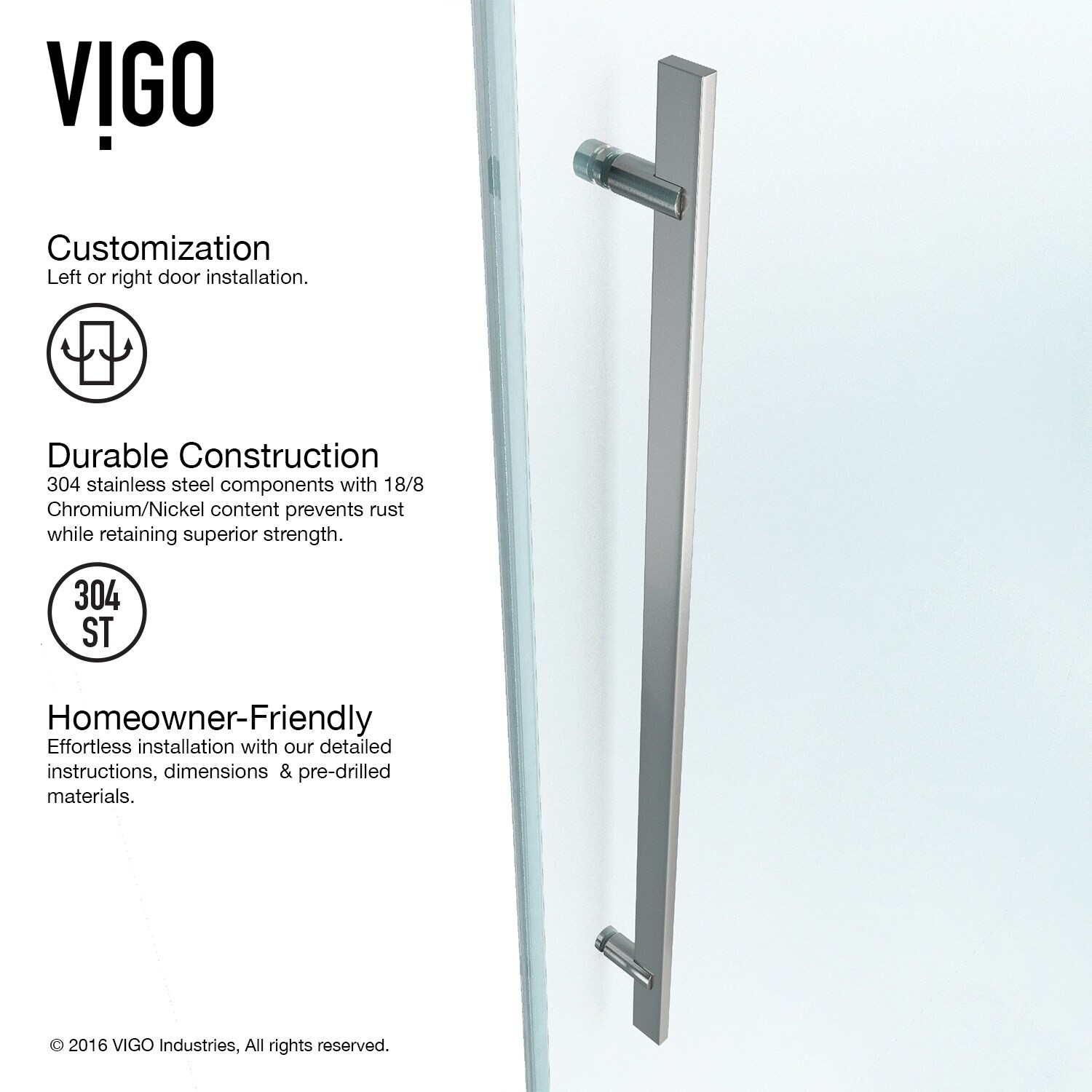 Shop Vigo Luca Clear Adjustable Frameless Sliding Shower Door