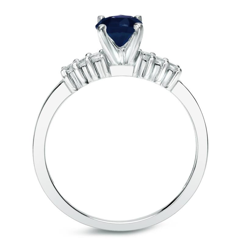 Auriya 14k Gold 1/2ct Round Blue Sapphire and 1/2ctw Diamond Engagement Ring Set